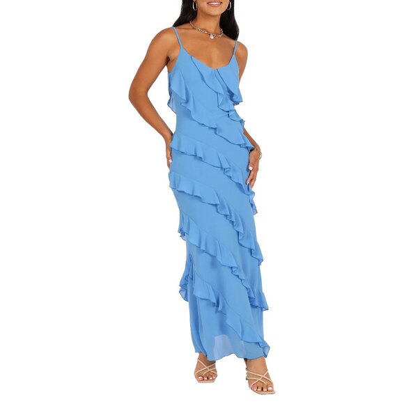 Petal and Pup Ciao Ruffle Chiffon Gown - Blue Small NWT - Picture 1 of 5